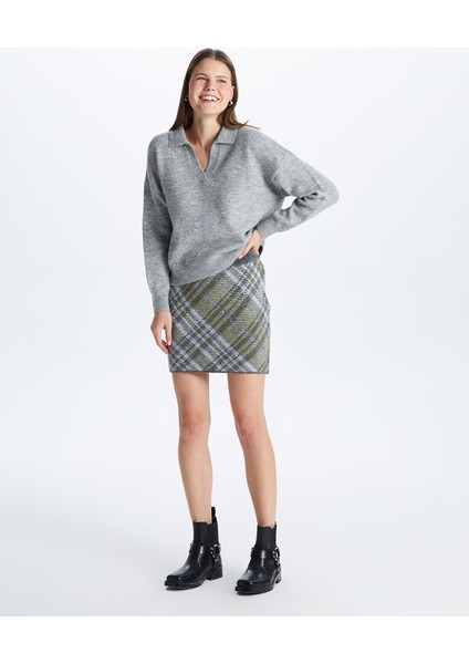 Yeni Sezon Beli Lastikli Desenli Kadın Triko Etek fiyatları