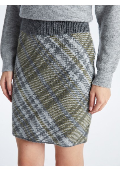 Yeni Sezon Beli Lastikli Desenli Kadın Triko Etek modelleri