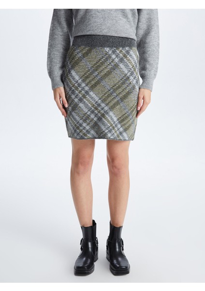 Yeni Sezon Beli Lastikli Desenli Kadın Triko Etek fırsatları