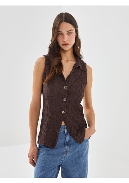 Yeni Sezon Gömlek Yaka Dokulu Kadın Bluz