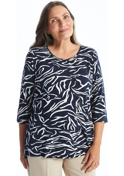 Yeni Sezon Bisiklet Yaka Desenli Kadın Bluz