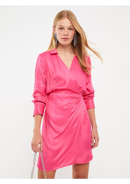 Yeni Sezon Düz Uzun Kollu Kadın Saten Gömlek Elbise