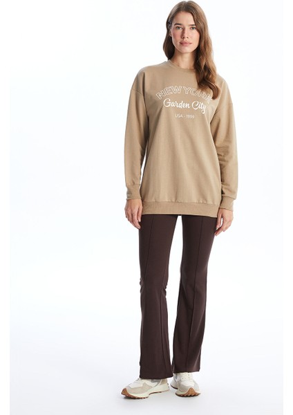 Yeni Sezon Bisiklet Yaka Baskılı Kadın Sweatshirt Tunik fiyatları