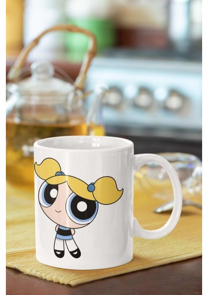 Powerpuff Girls Bubbles Baskılı Porselen Kupa Bardak