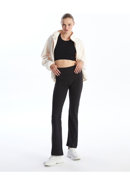 Yeni Sezon Beli Lastikli Ispanyol Paça Kadın Tayt Pantolon