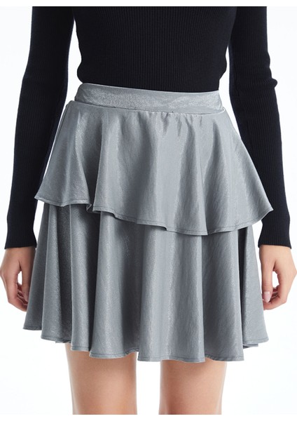 Yeni Sezon Beli Lastikli Parlak Görünümlü Kadın Etek fiyatları