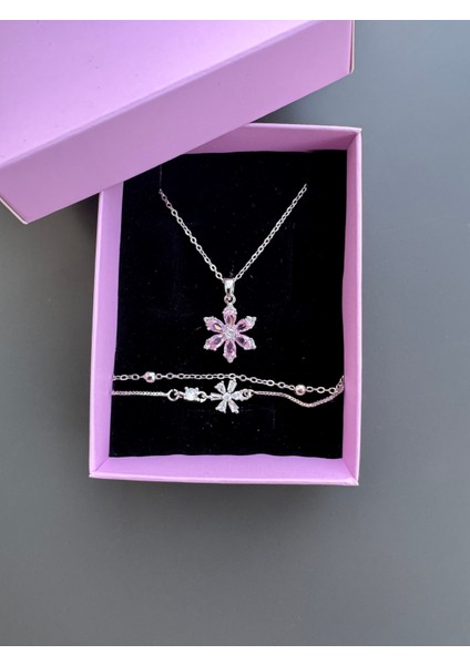 Çiçek Kolye Bileklik Seti Çelik fiyatları