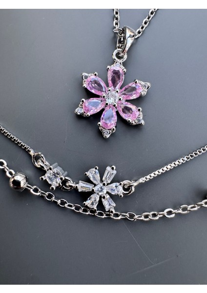 Çiçek Kolye Bileklik Seti Çelik fırsatları