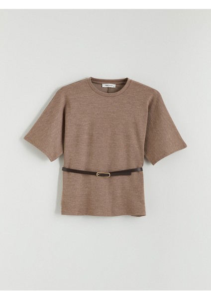 Yeni Sezon Bisiklet Yaka Beli Kemerli Bluz indirimleri