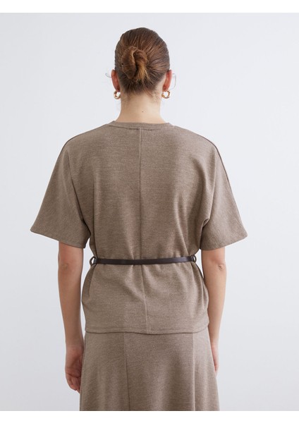 Yeni Sezon Bisiklet Yaka Beli Kemerli Bluz fırsatları