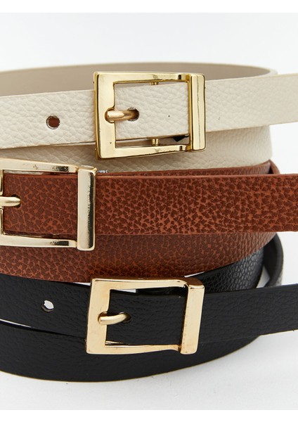 Yeni Sezon Deri Görünümlü Kadın Kemer 3'lü indirimleri