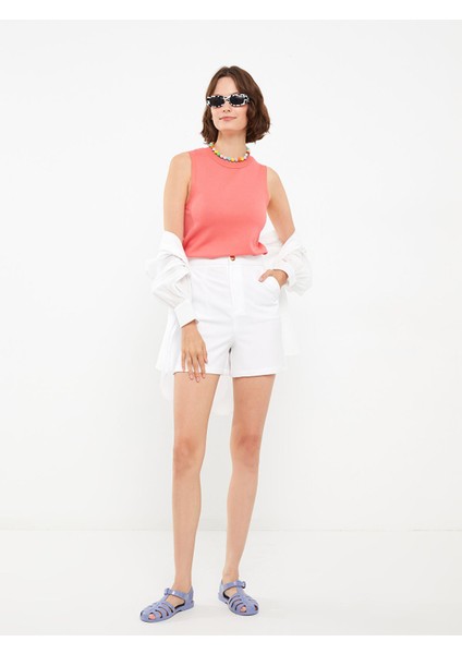 Yeni Sezon Kadın Bisiklet Yaka Düz Kolsuz Triko Kazak