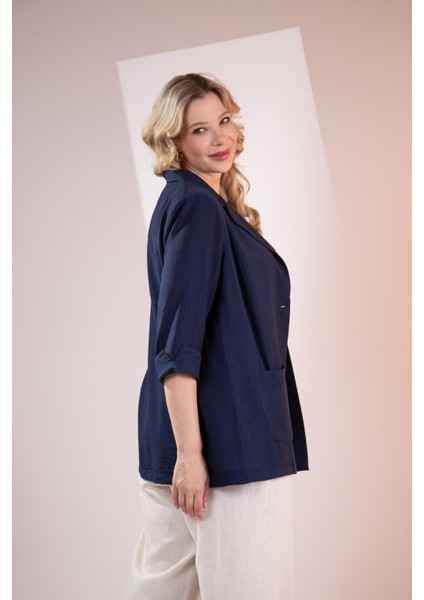 Kadın Büyük Beden Cepli Lacivert Ceket indirimleri