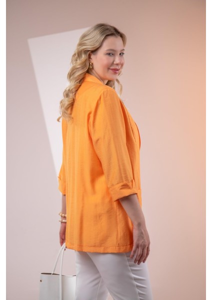 Kadın Büyük Beden Cepli Turuncu Ceket fiyatları