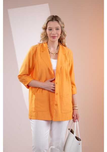 Kadın Büyük Beden Cepli Turuncu Ceket fırsatları