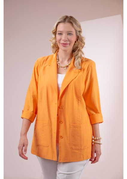 Kadın Büyük Beden Cepli Turuncu Ceket indirimleri