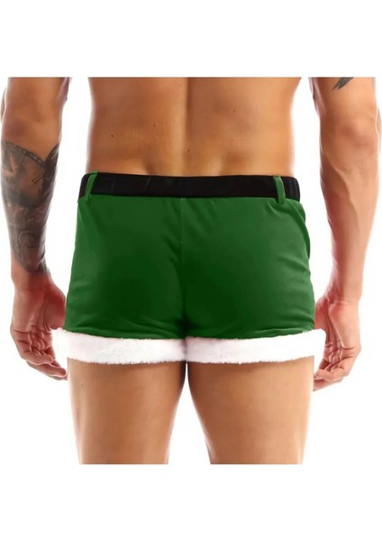 Erkek Yeşil Renk Kemer Köprü Detaylı Kadife Yılbaşı Erkek Hediyelik Boxer fiyatları