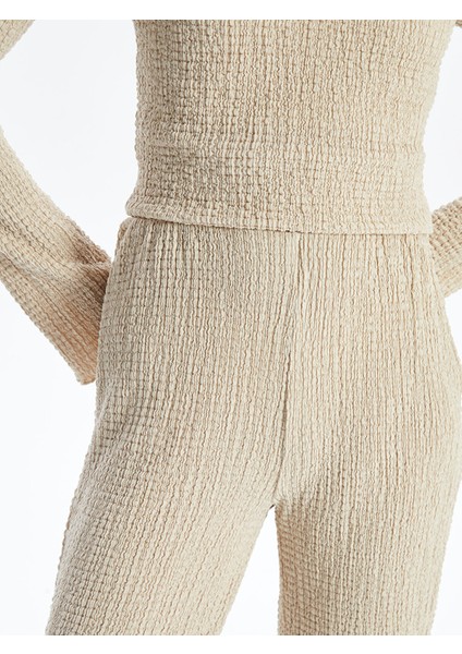 Yeni Sezon Beli Lastikli Dokulu Kadın Pantolon modelleri