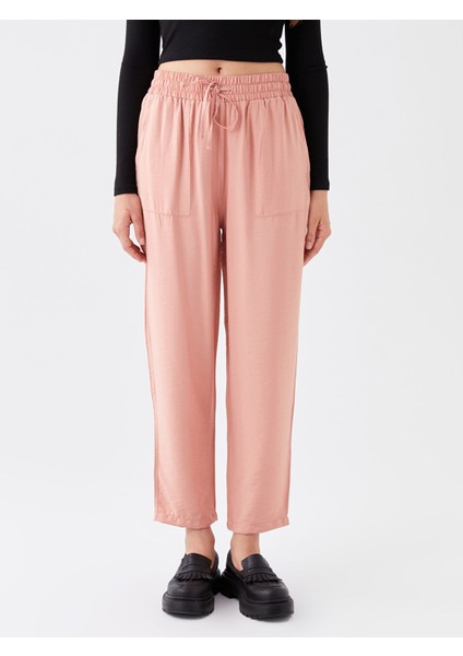 Yeni Sezon Beli Lastikli Rahat Kalıp Keten Görünümlü Kadın Pantolon fırsatları