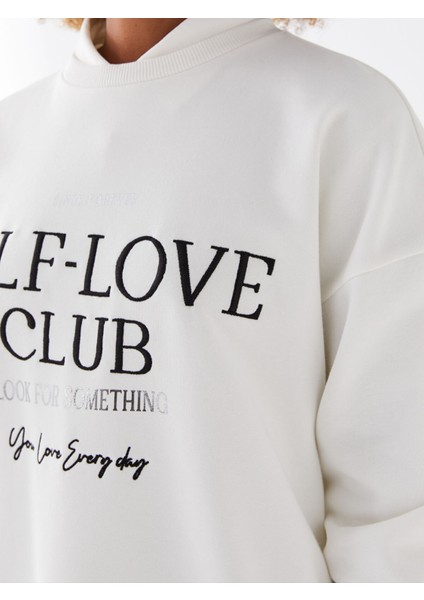 Yeni Sezon Bisiklet Yaka Baskılı Uzun Kollu Kadın Sweatshirt fırsatları