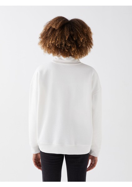 Yeni Sezon Bisiklet Yaka Baskılı Uzun Kollu Kadın Sweatshirt indirimleri