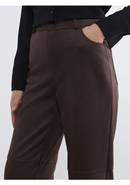Yeni Sezon Standart Fit Kadın Süet Görünümlü Pantolon modelleri