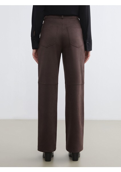 Yeni Sezon Standart Fit Kadın Süet Görünümlü Pantolon fırsatları