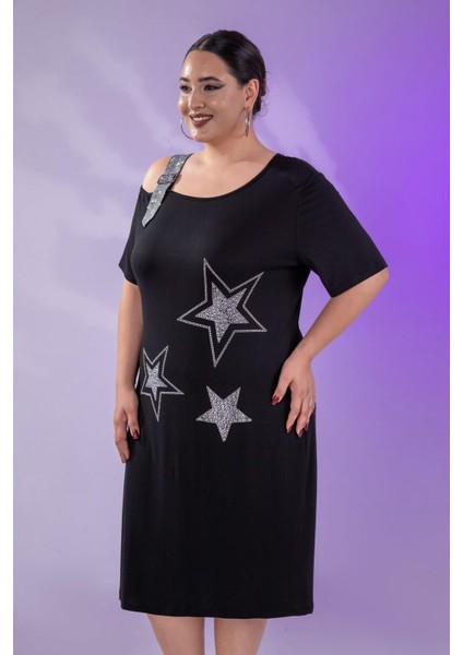 Kadın 1111058 Yıldız Taşlı Abiye Elbise Siyah modelleri