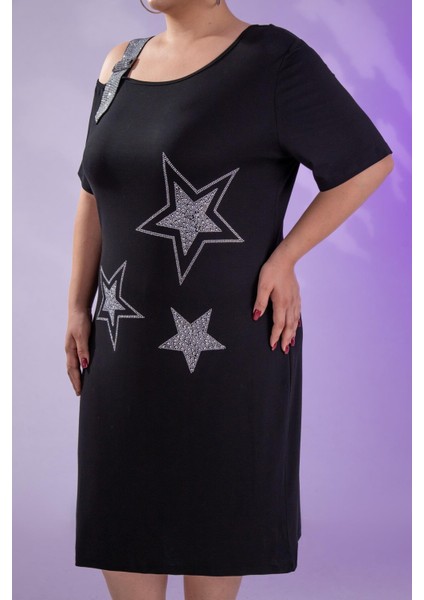 Kadın 1111058 Yıldız Taşlı Abiye Elbise Siyah fırsatları