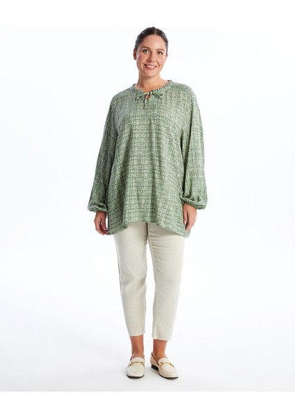 Yeni Sezon Bağlamalı Yaka Desenli Kadın Bluz fiyatları