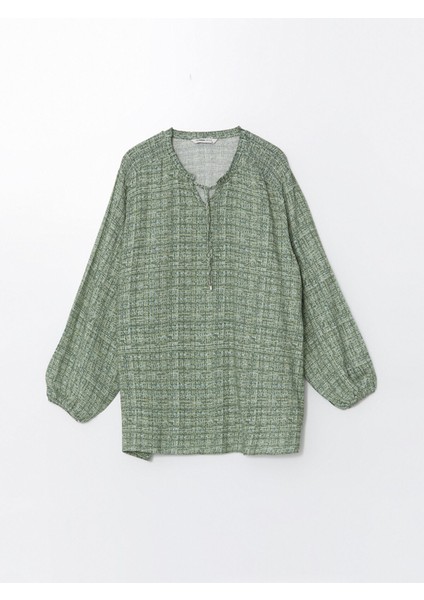 Yeni Sezon Bağlamalı Yaka Desenli Kadın Bluz indirimleri