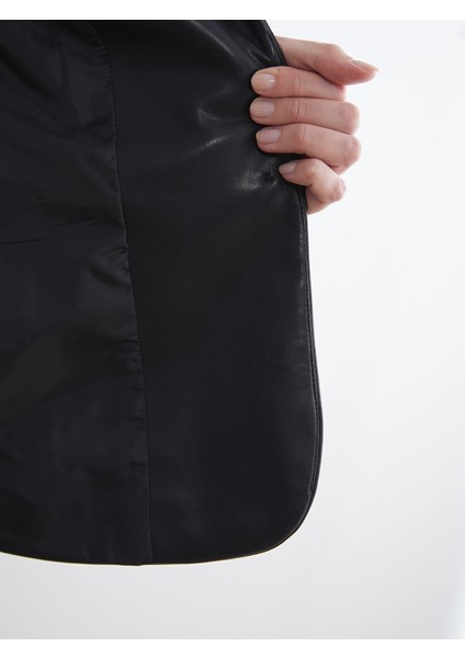 Yeni Sezon Kadın Deri Görünümlü Blazer Ceket indirimleri