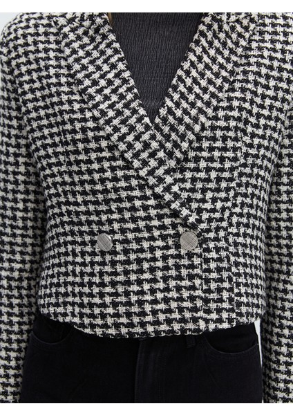 Yeni Sezon Kruvaze Yaka Desenli Kadın Blazer Ceket modelleri