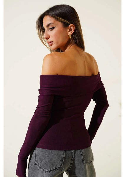 Sptrns Madonna Yaka Düğmeli Bluz Mürdüm T4329 (Beden: Xl) fiyatları