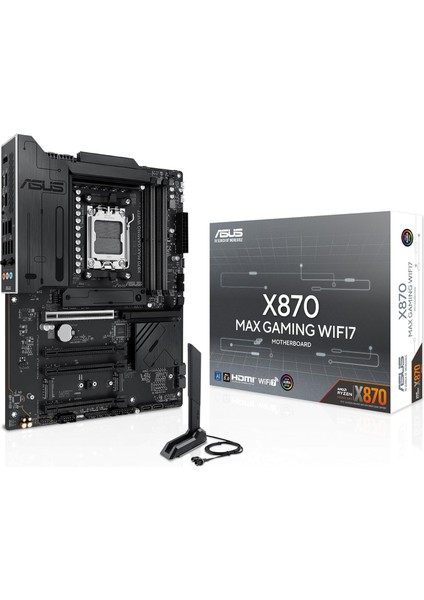 X870 Max Gamıng Wıfı7 Amd X870 Am5 Ddr5 8000 HDMI 2xusb4 3x M2 Usb3.2 Wifi 7 + Bt Aura Rgb 5gbit Lan Atx 12+2+1 Güç Aşamaları, Çift Usb4, 3xm.2 Slot, Advanced Aı Pc-Ready