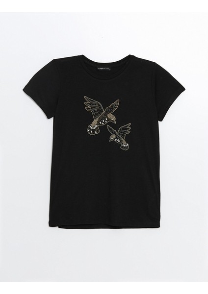 Yeni Sezon Bisiklet Yaka Parlak Taşlı Kısa Kollu Kadın Bluz indirimleri