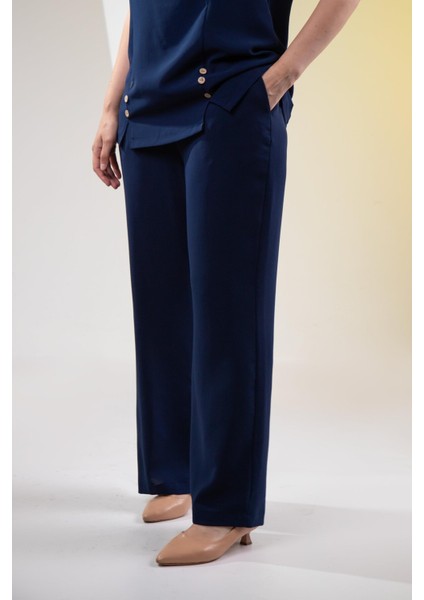 Kadın Büyük Beden V Yaka Düğmeli 2'li Takım Lacivert Yeşil fırsatları