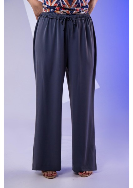 Kadın Büyük Beden Asimetrik Tunik 2'li Takım Füme