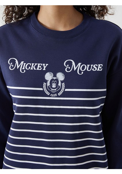 Yeni Sezon Bisiklet Yaka Mickey Mouse Baskılı Kadın Sweatshirt Tunik modelleri