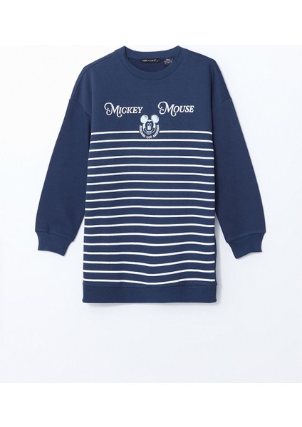 Yeni Sezon Bisiklet Yaka Mickey Mouse Baskılı Kadın Sweatshirt Tunik indirimleri