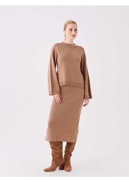 Yeni Sezon Kadın Beli Lastikli Düz Etek