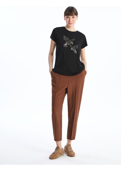 Yeni Sezon Bisiklet Yaka Parlak Taşlı Kısa Kollu Kadın Bluz fiyatları