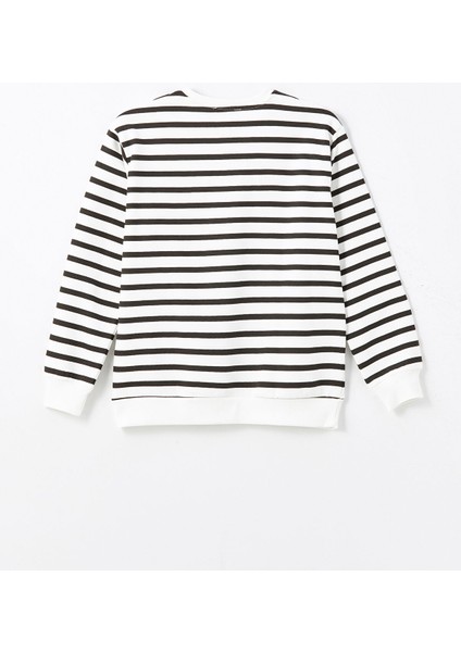 Yeni Sezon Bisiklet Yaka Çizgili Oversize Kadın Kalın Sweatshirt indirimleri