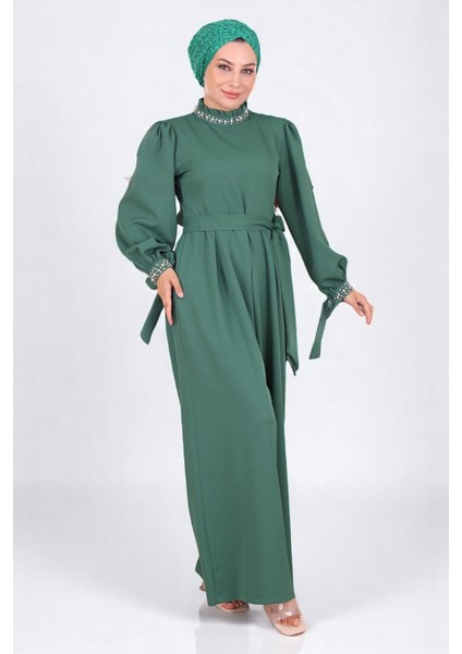 Inci Detaylı Tulum Elbise Zümrüt MSW19152-4 modelleri