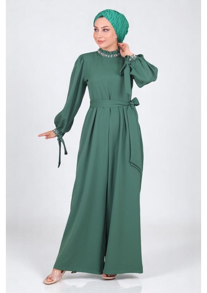 Inci Detaylı Tulum Elbise Zümrüt MSW19152-4 fırsatları