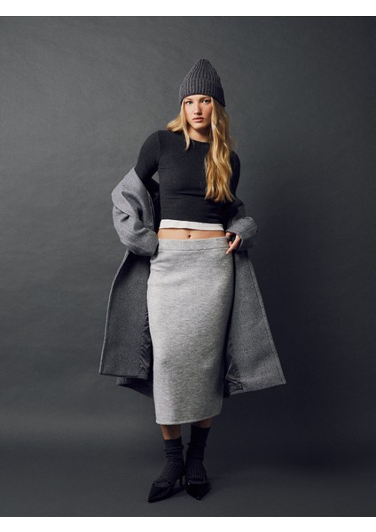 Yeni Sezon Beli Lastikli Dar Fit Kadın Etek