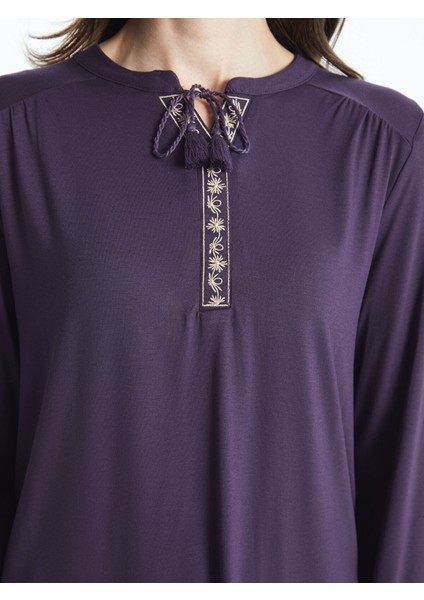 Yeni Sezon Bağlamalı Yaka Nakışlı Kadın Bluz modelleri