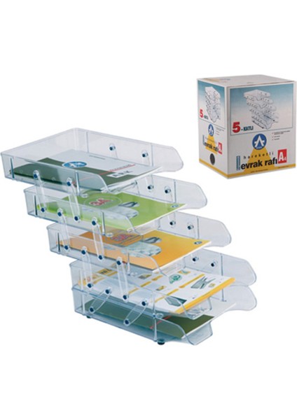 5 Katlı Şeffaf Hareketli Evrak Rafı