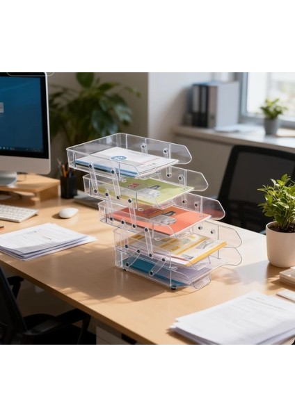 5 Katlı Şeffaf Hareketli Evrak Rafı modelleri