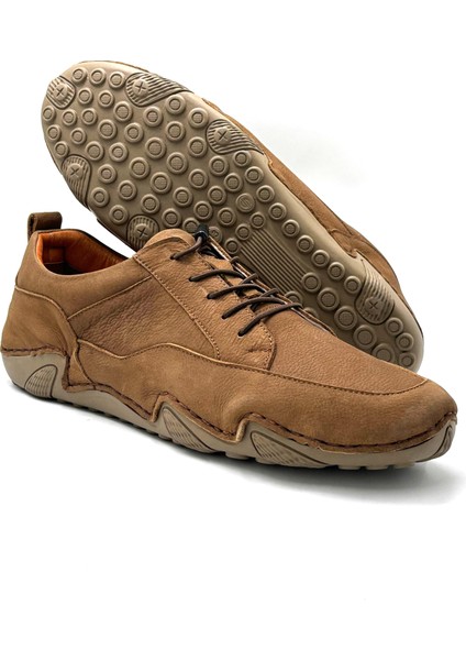 Modesa Hakiki Deri Kauçuk Kaymaz Taban Günlük Erkek Ayakkabı Kum